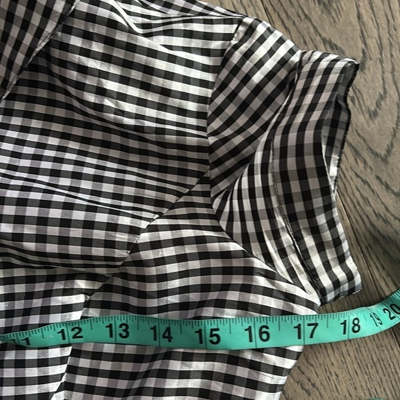 Adrianna Papell | Gingham Tafetta Lace Trim Collared Shirt Midi Dress - Picture 7 of 16